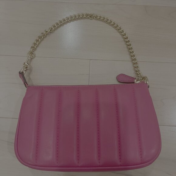 Coach Quilted Leather Wristlet / Shoulder Bag Hot Pink with Gold Chain - Picture 3 of 6
